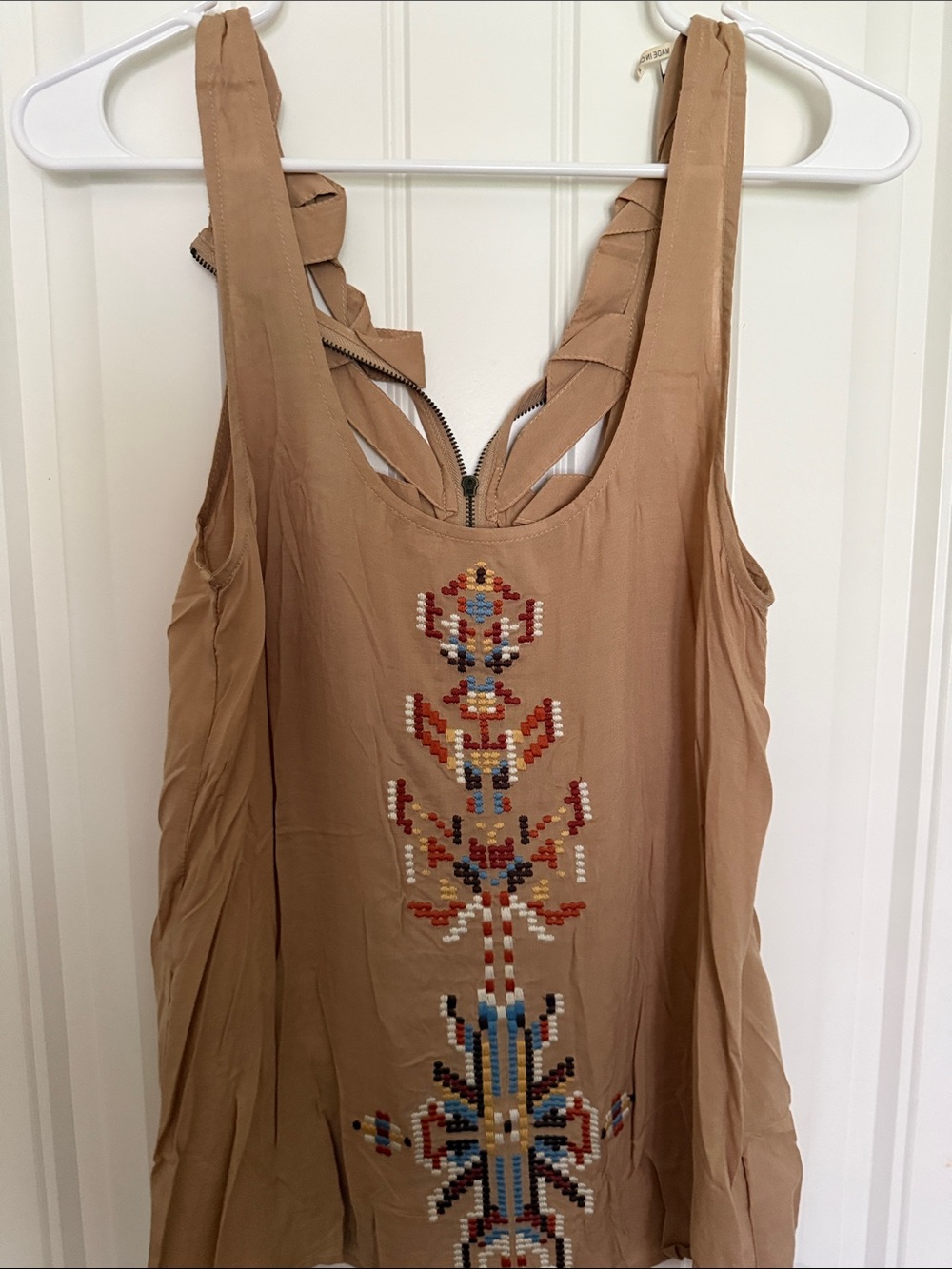 Papaya Tan Embroidered Camisole Tank